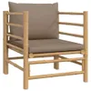 5-tlg. Garten-Lounge-Set mit Kissen Taupe Bambus Produktbild-Vorschau 4