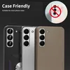 Three smartphone cases are shown side-by-side, with text overlay indicating 'Case Friendly'. A circular graphic with a red prohibition sign over a phone camera is in the top right corner. Anteprima dell’immagine prodotto