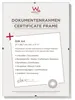 A product information sheet for a certificate frame. Produktbild-Vorschau