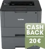 A Brother laser printer with a promotional overlay. Produktbild-Vorschau