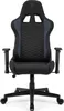 A black and gray gaming chair is shown from the front on a white background. Produktbild-Vorschau
