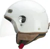 A white motorcycle helmet with brown leather accents and a clear visor, shown from the side. Anteprima dell’immagine prodotto