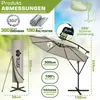 tillvex Sonnenschirm Taupe Ø 300 cm Ampelschirm Produktbild-Vorschau 2