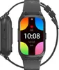 A smartwatch is displayed with its strap and a side view of the device. Produktbild-Vorschau