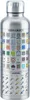 A silver metal water bottle with various Minecraft-themed graphics and text. Podgląd zdjęcia produktu