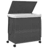 vidaXL Wäschekorb mit Rollen Grau 60x35x60,5 cm Rattan Produktbild-Vorschau 4