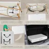 Collage of images showing a massage table being folded, stored, and transported. Náhled obrázku produktu