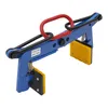 A blue stone clamp with a red handle and yellow gripping pads, isolated on a white background. Náhled obrázku produktu