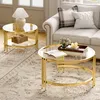 STILVORA Runden Couchtisch Set Gold, Beistelltisch Set Produktbild-Vorschau 2
