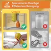 A collage comparing two methods of dispensing shower gel, one with a duck-shaped dispenser and the other with a standard bottle. Produktbild-Vorschau