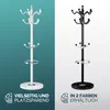 A split image showing two coat racks, one white and one black, against different colored backgrounds. Text overlays highlight features. Anteprima dell’immagine prodotto