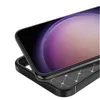 A close-up view of a black phone case with a textured pattern, showing the edge of a smartphone screen. Produktbild-Vorschau