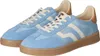 A pair of blue low-top sneakers with white accents and a gum sole. Produktbild-Vorschau