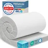 A rolled-up mattress topper is shown on a flat surface, with a box in the background. Produktbild-Vorschau