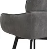 A close-up view of a dark gray upholstered chair with black metal legs. Produktbild-Vorschau