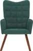 A front view of a teal accent chair with wooden legs. Produktbild-Vorschau