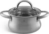 A stainless steel pot with a glass lid and handles, shown against a white background. Náhled obrázku produktu