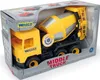 A toy cement mixer truck in its retail packaging. Voir les images du produit