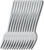 A set of twelve stainless steel dessert forks arranged in a diagonal line against a white background. Produktbild-Vorschau