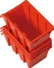 A stack of orange plastic storage bins. Náhled obrázku produktu