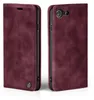 A burgundy flip case for a smartphone is shown from two angles. Produktbild-Vorschau