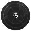 A black circular carbon filter with a central opening and patterned surface, set against a white background. Produktbild-Vorschau