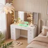 VANITII make-uptafel met verlichte LED-spiegel, dimbare Productafbeelding-voorbeeld 1