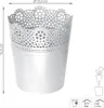 A white metal pot with a decorative lace-like pattern around the top, shown with dimensions indicated. Produktbild-Vorschau