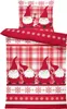 A Christmas-themed duvet cover and pillowcase set featuring gnomes and snowflakes. Produktbild-Vorschau