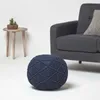 HOMESCAPES Grande pouf lavorato all'uncinetto, blu scuro, Anteprima dell’immagine prodotto 2