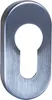 A close-up, isolated shot of a brushed metal escutcheon plate for a lock. Produktbild-Vorschau