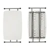 Two views of a white foldable table shown from the top and the underside. Produktbild-Vorschau