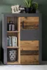 A cabinet with a sliding door and shelves, decorated with a Route 66 sign and plants on top. Produktbild-Vorschau