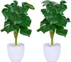 Relaxdays Kunstpflanze Monstera, 2er Set künstliche Produktbild-Vorschau 1