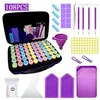 A diamond painting organizer kit with numerous small containers filled with colored beads, tools, and a storage case. Produktbild-Vorschau