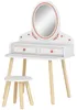 AIYAPLAY Kindermake-up tafel set, kaptafel met kruk, Productafbeelding-voorbeeld 1