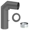 Ø 130 mm Ofenrohrset kantig - mit Tür und Drosselklappe - Produktbild-Vorschau 2