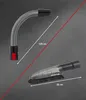 A flexible hose and a brush attachment for a vacuum cleaner are shown against a dark gray background, with measurement lines and text indicating their dimensions. Produktbild-Vorschau