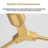 Close-up of a brass fixture with text overlay describing quality and craftsmanship. Produktbild-Vorschau