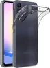 A clear, studio shot of a transparent phone case on a white background, with a smartphone partially visible inside. Produktbild-Vorschau