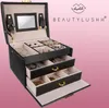 Beautylushh 6348 Šperkovnica so zrkadlom na kľúč čierna Náhľad obrázku produktu 6