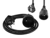 A black extension cord with a European plug and socket is shown against a white background. Podgląd zdjęcia produktu