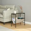 A side table with a fabric storage basket is placed next to a sofa in a living room. Produktbild-Vorschau