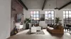 A modern living room with industrial-style decor. Voir les images du produit