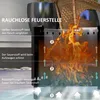 Diagram showing how a smokeless fire pit works, with arrows indicating airflow and text explaining the process. Produktbild-Vorschau