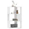 A white corner bookshelf with decorative items on its shelves. Podgląd zdjęcia produktu