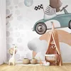 Vlies Fototapete - Teddy Bear in a Racing Car 150x105 cm Produktbild-Vorschau 1