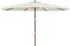 A white patio umbrella with a wooden pole is shown against a white background. Anteprima dell’immagine prodotto