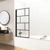 Badewannenaufsatz 80×140 cm, Faltwand, Schwarz, Aluminium, Produktbild-Vorschau 2