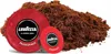Two Lavazza A Modo Mio coffee capsules and a pile of ground coffee. Voir les images du produit